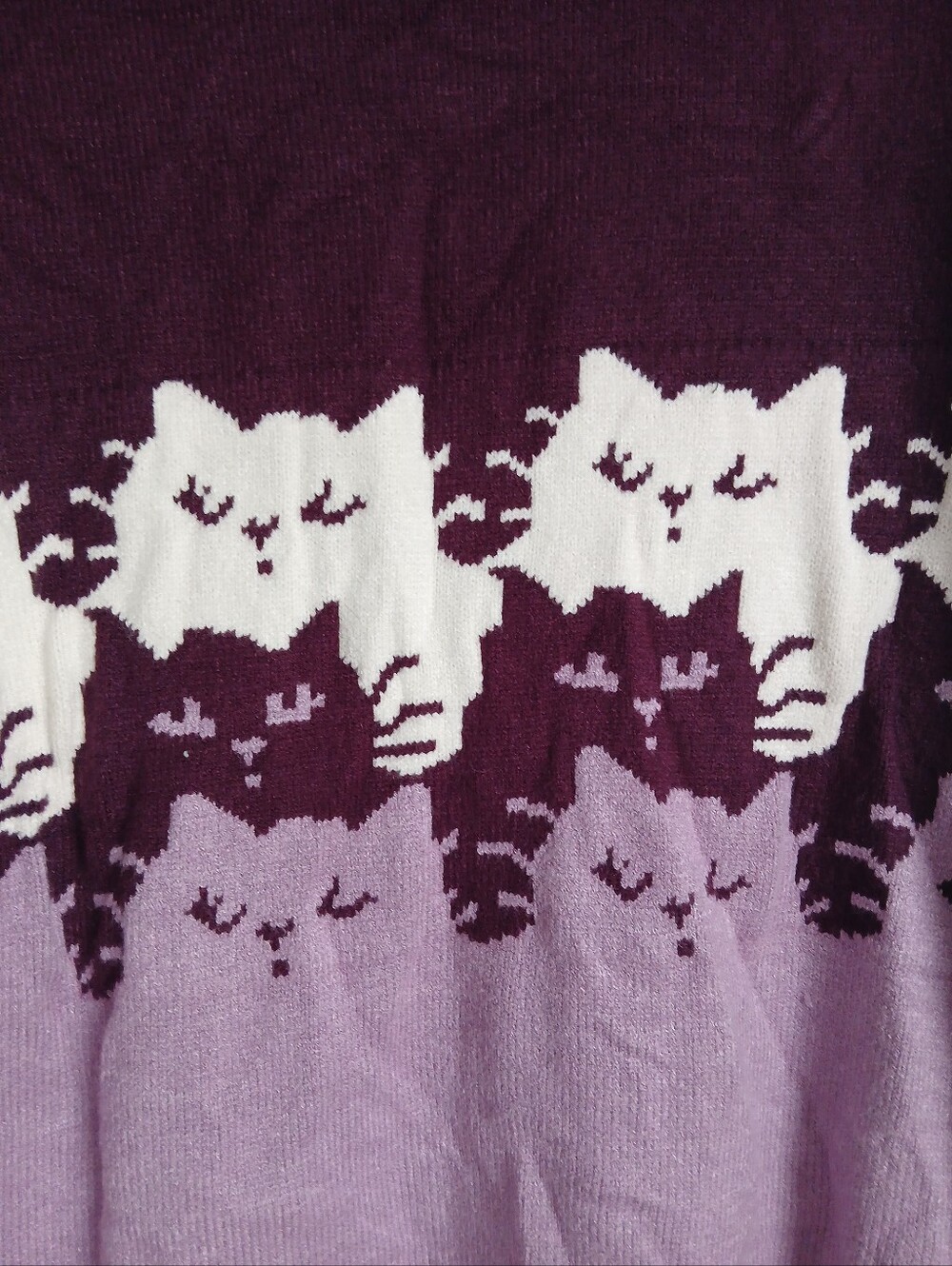 Bloom Chic Sweater Cats Purple Plum Size 12 - Picture 3 of 9
